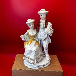 VTG TOMA PROVINCIAL STYLE CERAMIC FIGURINE - COUPLE w/ MUSIC INSTRUMENTS
